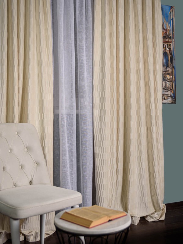 Draperie catifea creponata, crem