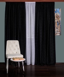 Draperie catifea creponata, negru