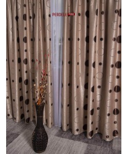 Draperie blackout, crem/maro, model buline