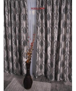 Draperie Blackout, gri/negru, model baroc