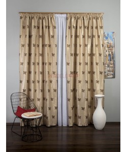 Draperie blackout, crem/maro, model fluturi
