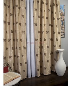 Draperie blackout, crem/maro, model fluturi