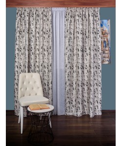 Draperie blackout gri/negru model abstract