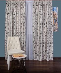 Draperie blackout gri/negru model abstract