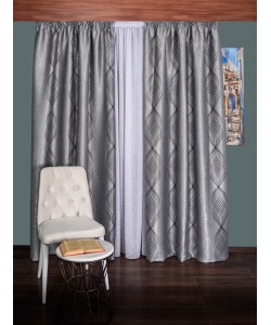 Draperie blackout gri/negru model abstract