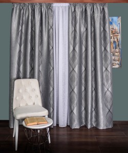 Draperie blackout gri/negru model abstract