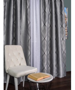 Draperie blackout gri/negru model abstract