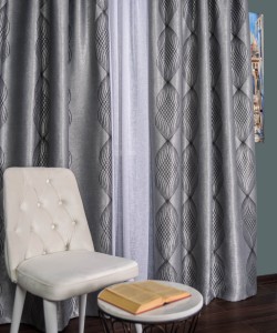 Draperie blackout gri/negru model abstract