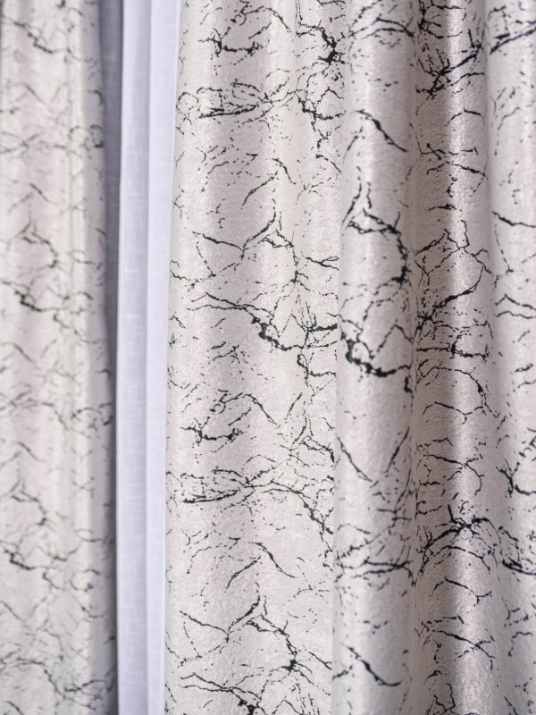 Draperie blackout gri/negru model marmura