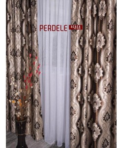Draperie blackout model baroc,crem /maro