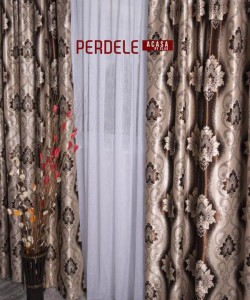 Draperie blackout model baroc,crem /maro