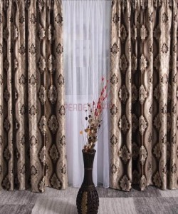 Draperie blackout model baroc,crem /maro