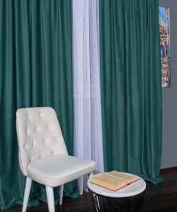 Draperie catifea albastru coral