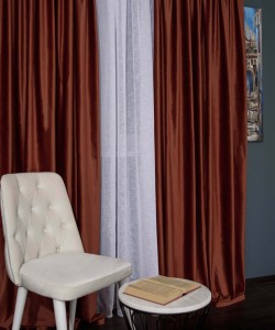 Draperie catifea caramiziu inchis