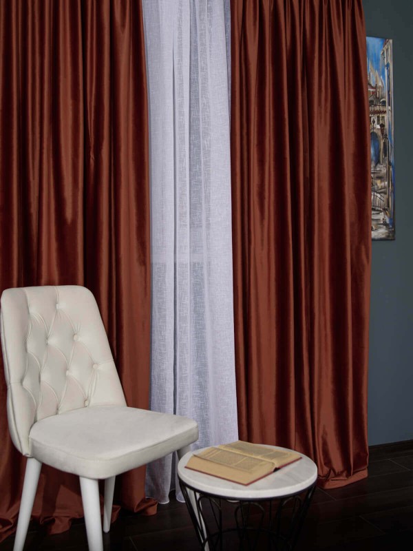 Draperie catifea caramiziu inchis