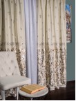 Draperie catifea crem cu model auriu