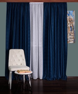 Draperie catifea creponata,albastru imperial