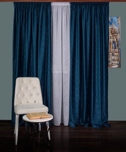Draperie catifea creponata,albastru