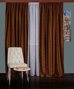 Draperie catifea creponata,caramiziu