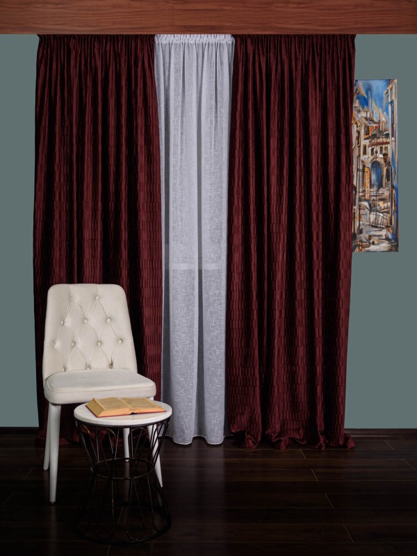 Draperie catifea creponata, burgundy
