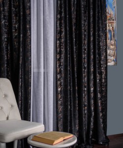 Draperie catifea negru cu insertii auriu/argintiu