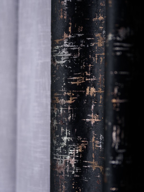 Draperie catifea negru cu insertii auriu/argintiu