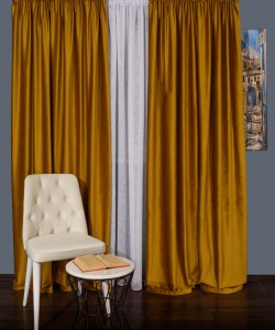 Draperie catifea galben mustar