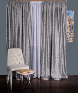 Draperie catifea gri cu insertii auriu/argintiu
