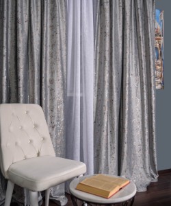 Draperie catifea gri cu insertii auriu/argintiu