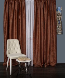 Draperie catifea texturata caramiziu