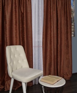 Draperie catifea texturata caramiziu