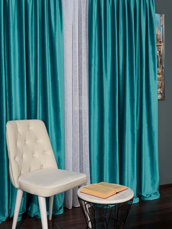 Draperie catifea turqoise