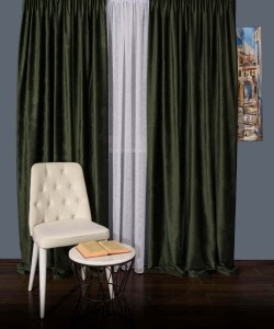 Draperie catifea verde olive