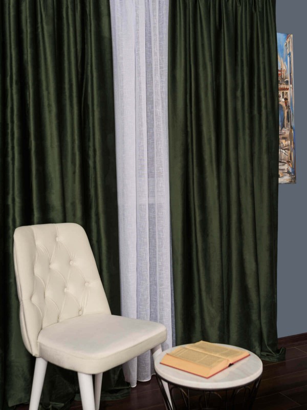 Draperie catifea verde olive