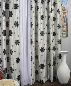 Draperie floare rotunda gri,negru