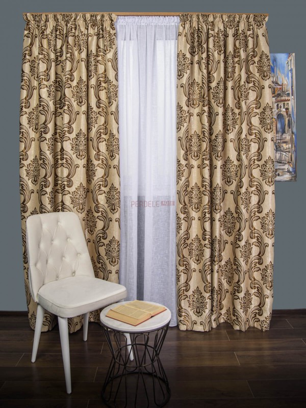 Draperie model baroc crem/maro