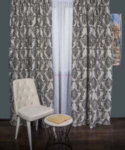 Draperie model baroc gri/negru