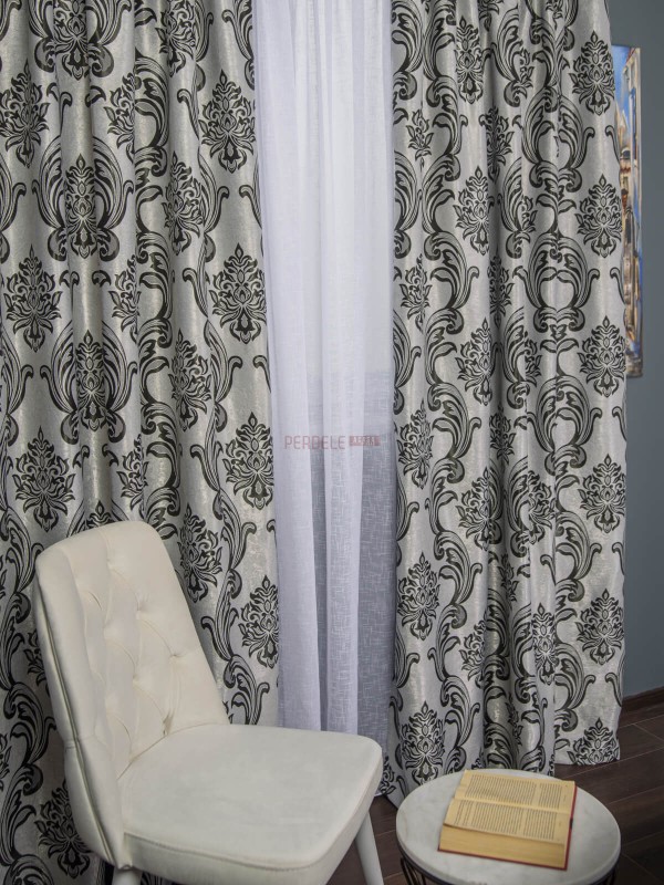 Draperie model baroc gri/negru