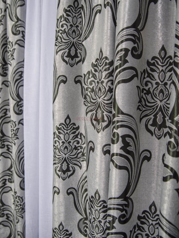 Draperie model baroc gri/negru