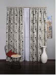 Draperie model flori gri/negru