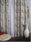 Draperie model flori gri/negru