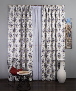 Draperie satin, alb/mov