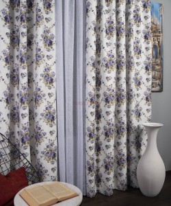 Draperie satin, alb/mov