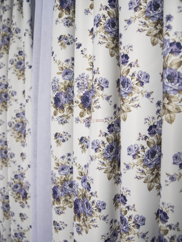 Draperie satin, alb/mov