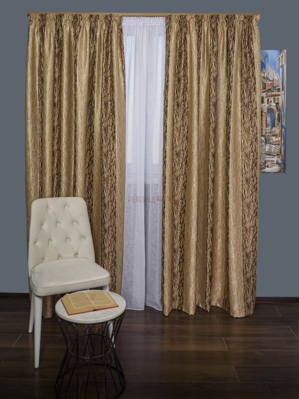 Draperie satin crem,maro