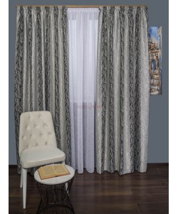 Draperie satin gri,negru