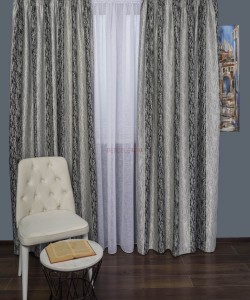 Draperie satin gri,negru