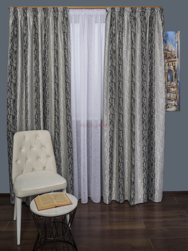 Draperie satin gri,negru