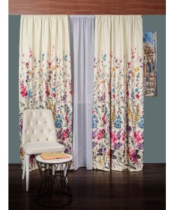 Draperie satin model flori multicolore