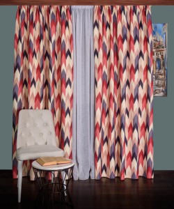 Draperie satin model zig-zag, multicolor